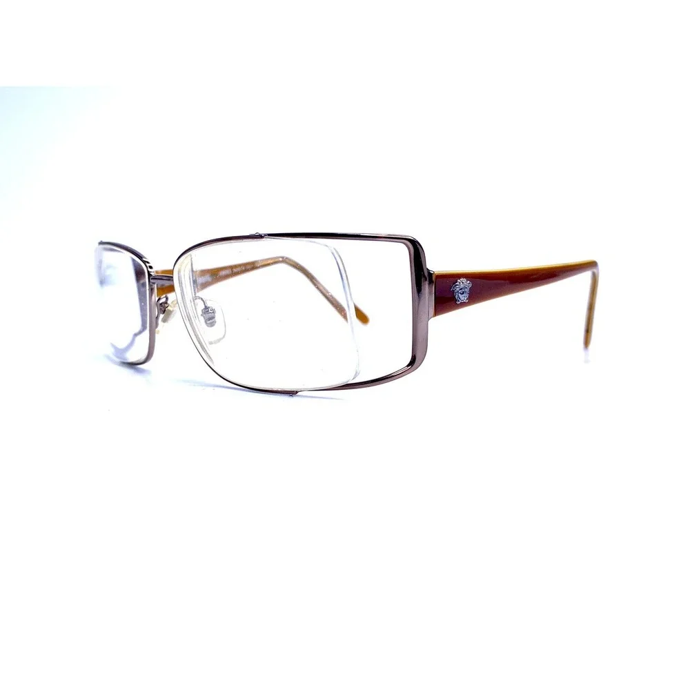 Versace Gold Rectangular Glasses Medusa Temple Italy MOD 1042 56 15 125 VTG 90s